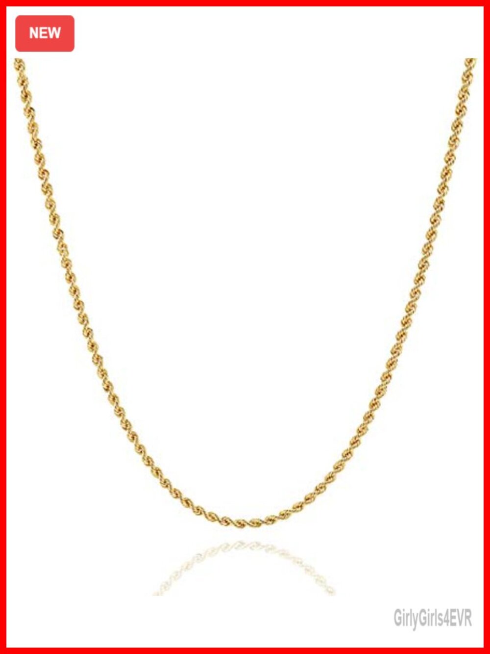 14K Solid Gold Filled Rope Chain Necklace 2.7mm 20in